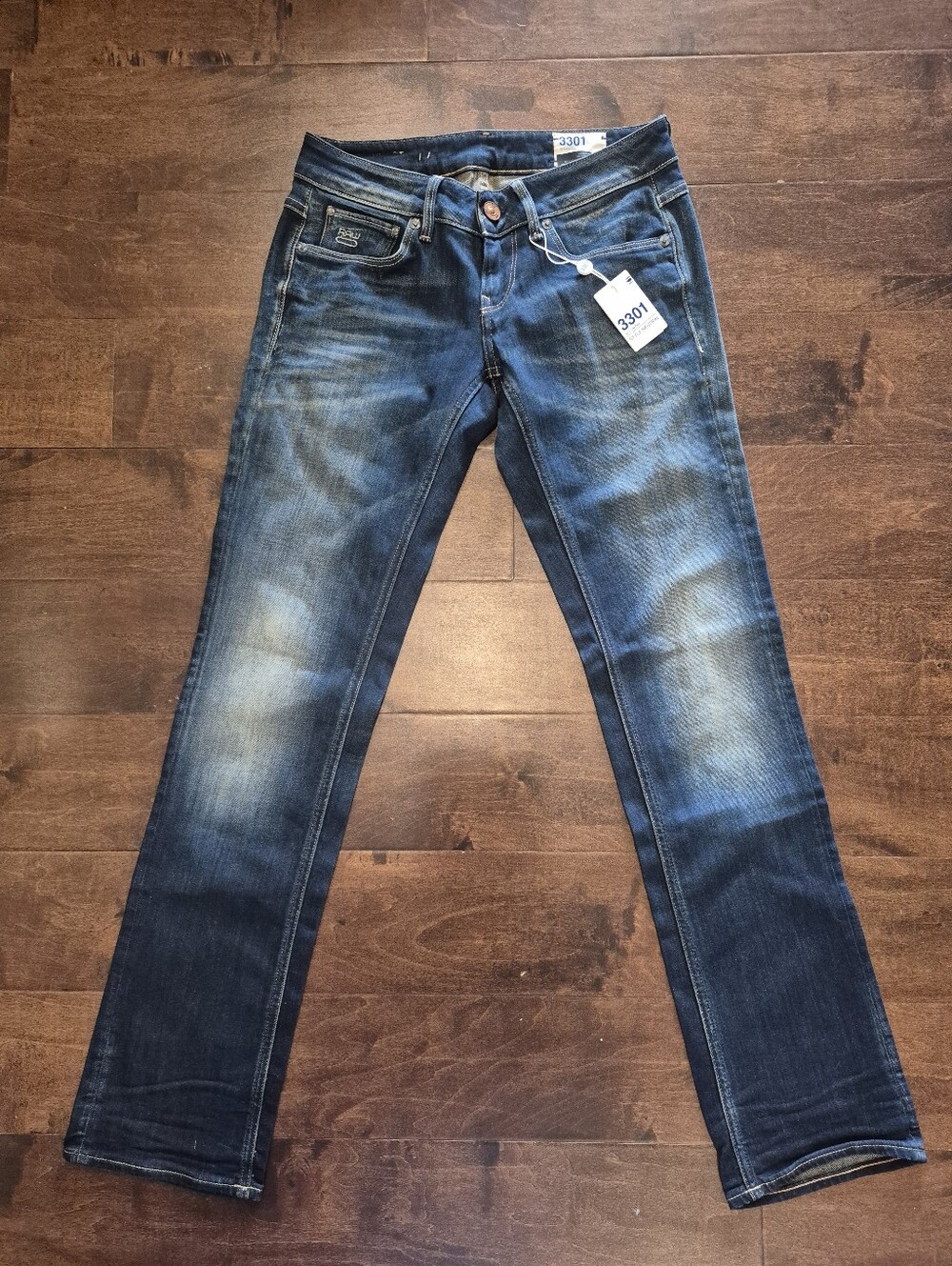 NWT Vintage 2012 G-Star RAW 3301 Straight Women's Jeans Medium Aged Deadstock